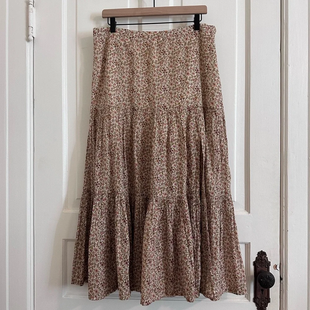 Veronica Beard Serence Floral Print Tiered Cotton Maxi Midi Skirt Size 12 - Picture 2 of 5